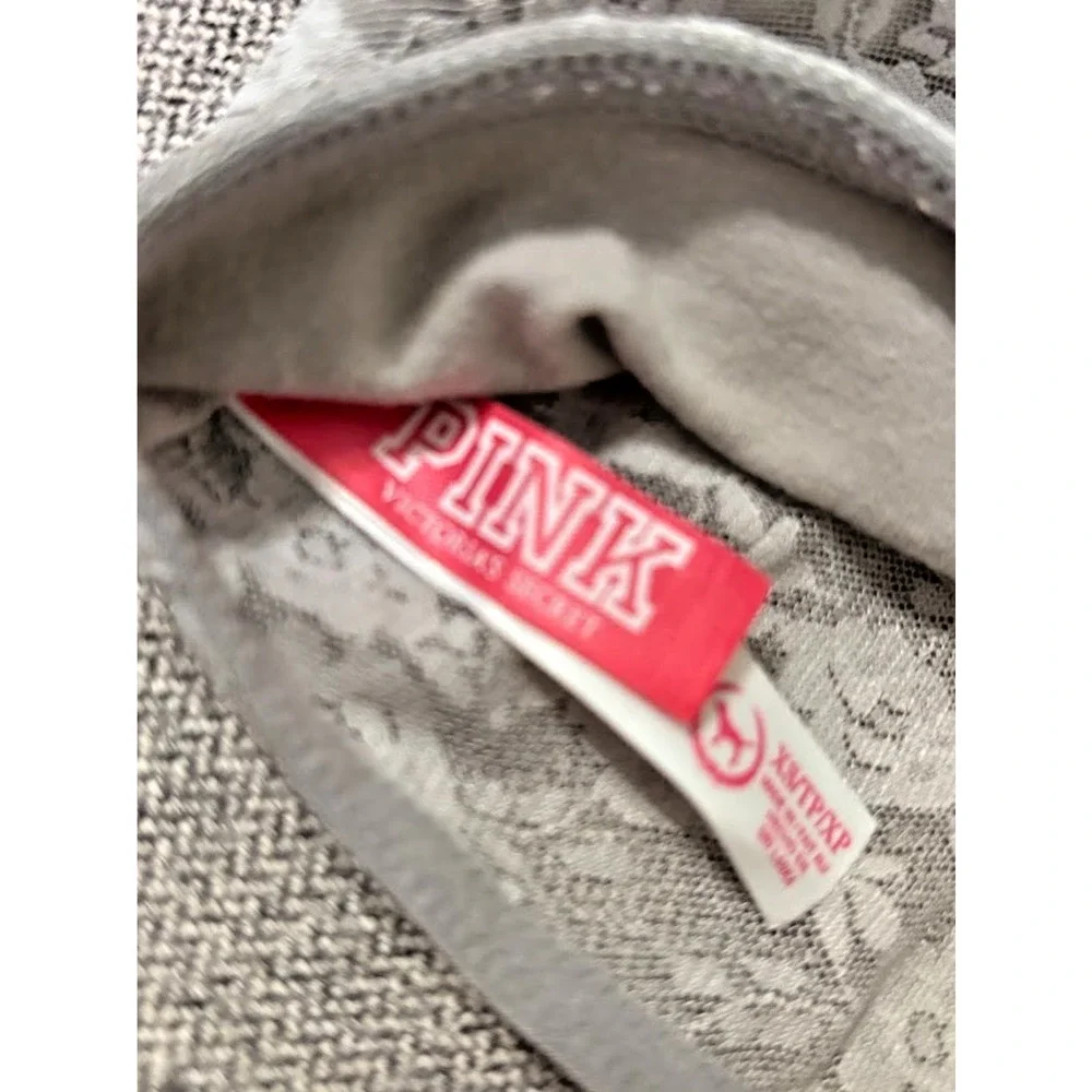 Victoria's Secret LOVE PINK Lace Bandeau Gray Strapless Bra Size XS Extra Small